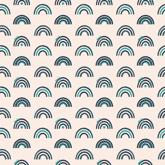 Seamless pattern with hand drawn boho rainbow