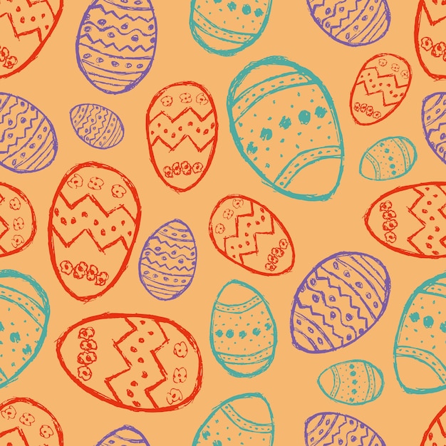 Seamless pattern with hand drawn Easter eggs Vector illustration