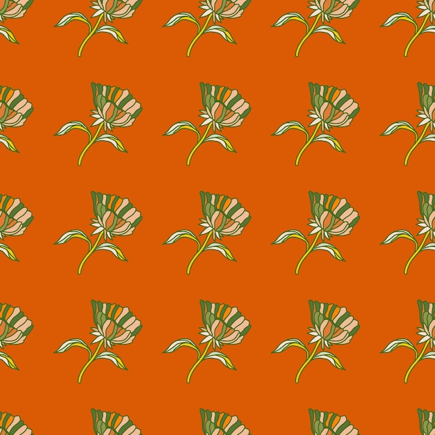 Seamless pattern with hand drawn flowers and leaves Abstract floral wallpaper