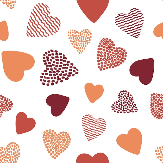 Seamless pattern with hand drawn hearts. Vector  template for Valentine's day design.