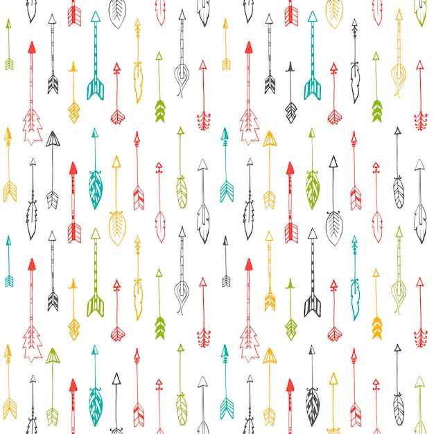 Seamless pattern with hand drawn indian arrows