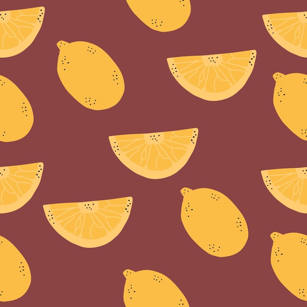 Seamless pattern with hand-drawn lemon. Vector illustration for print, background, typography.