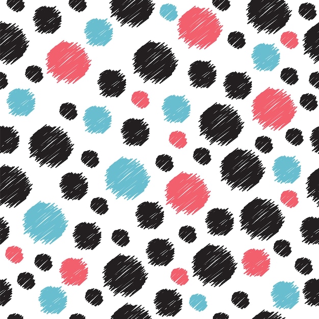 Seamless pattern with hand drawn red blue and black circles Seamless pattern can be used for wallpapers web page backgrounds surface textures