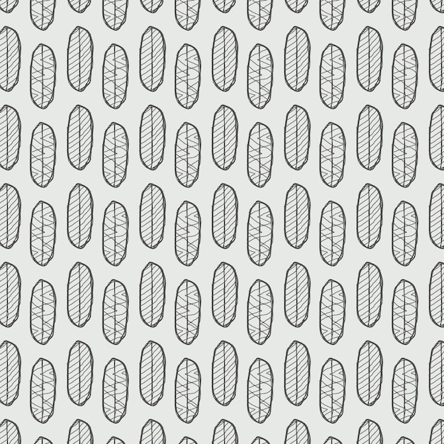 Seamless pattern with hand drawn in scandinavian style Black and white outline background