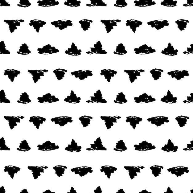 Seamless pattern with hand drawn shapes background. Geometric graphic design element. Scrapbook wallpaper. Vector illustration. Random brush strokes. Black white texture.