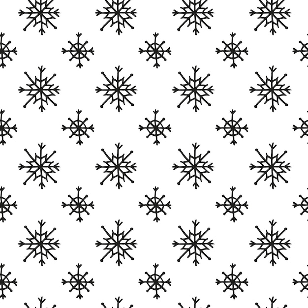 Seamless pattern with hand drawn snowflakes