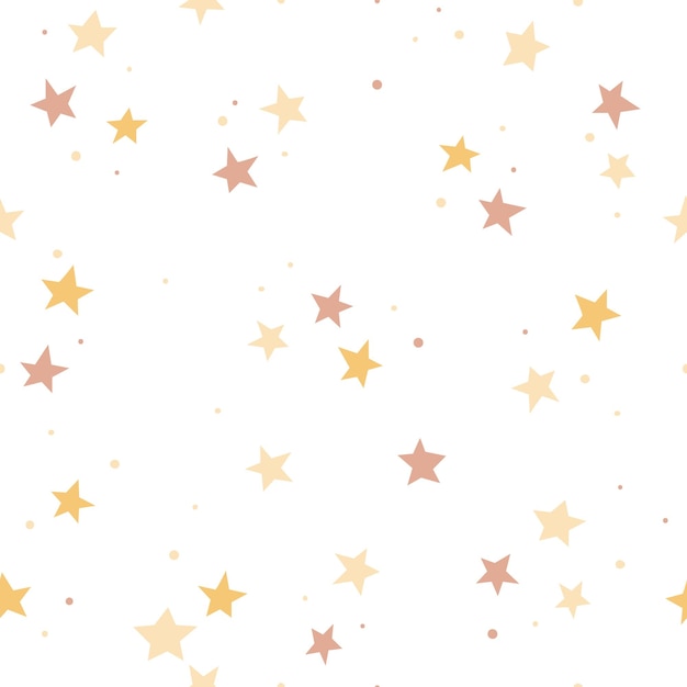 Seamless pattern with hand drawn stars on white background