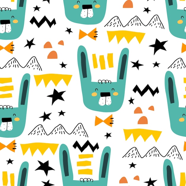 Seamless pattern with hare