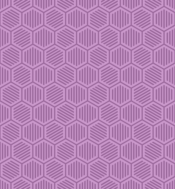 SEAMLESS PATTERN WITH HEXAGONS ON A LILAC BACKGROUND IN VECTOR