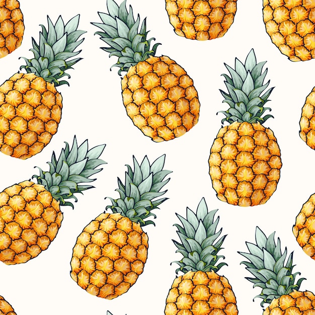 Seamless pattern with high detailed pine apple