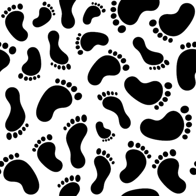 Seamless pattern with human footprints People feet symbol vector illustration