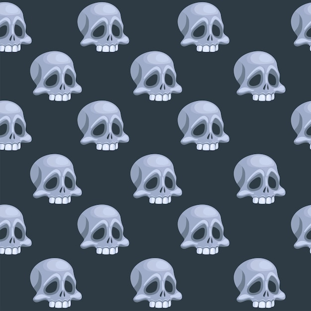 Seamless pattern with Human skull head of skeleton Symbol of death or dangerous Design element for halloween holiday