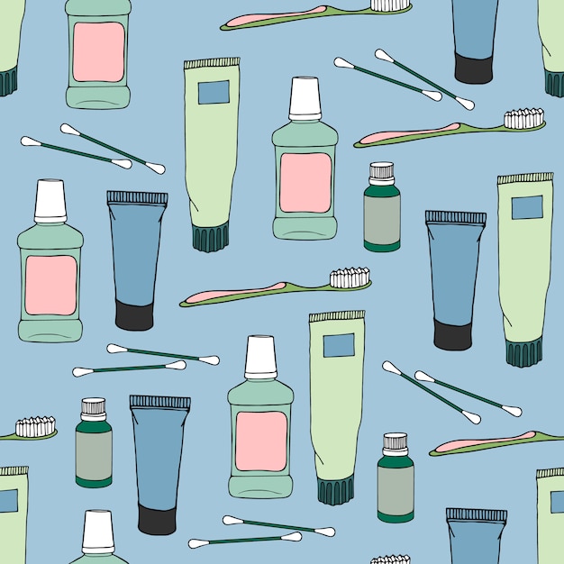 Seamless pattern with hygiene items