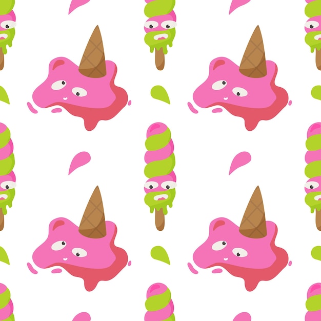 Seamless pattern with ice cream in bright colors.