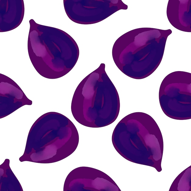 Seamless pattern with iIllustration of a figs on a white background