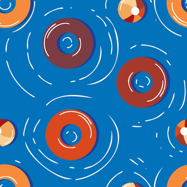 Seamless pattern with inflatable swimming rings vector illustration