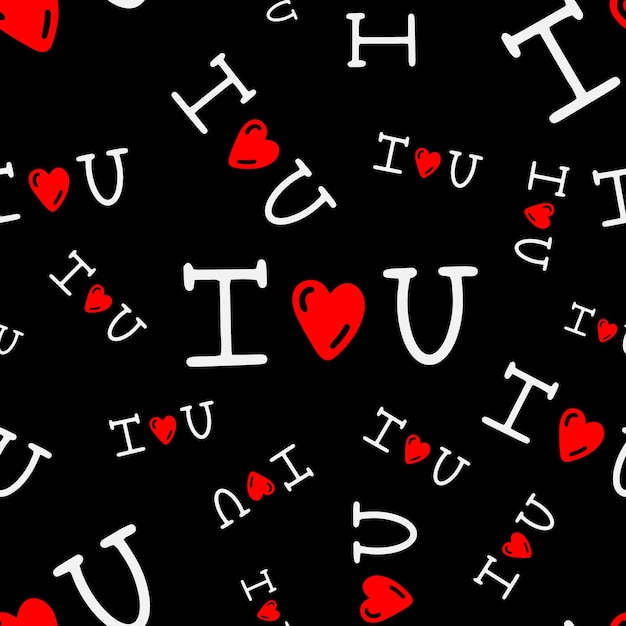 Vector seamless pattern with inscription i love you vector illustration