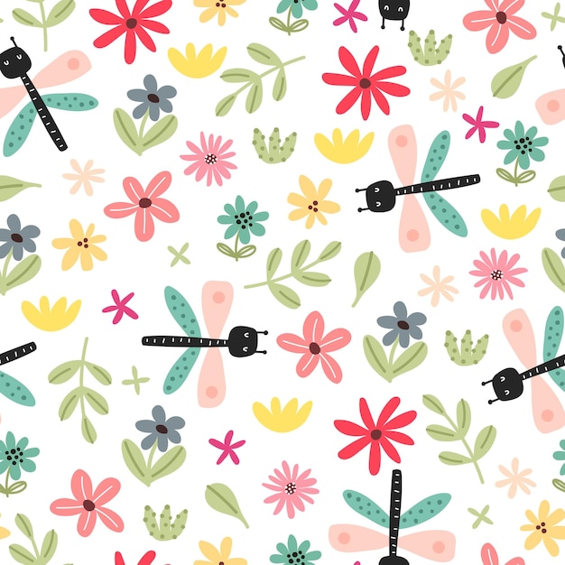 seamless pattern with insects decor elements