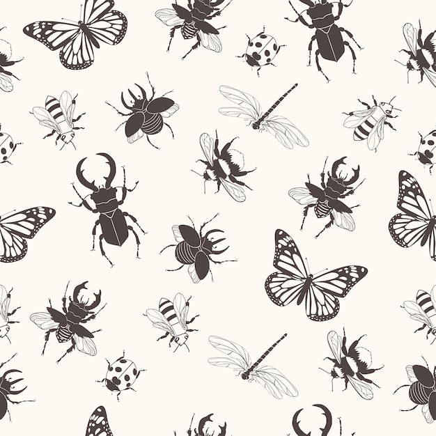 Seamless pattern with insects.