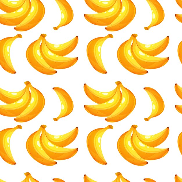 Seamless pattern with juicy banana bunch of bananas on white background summer pattern with fruit