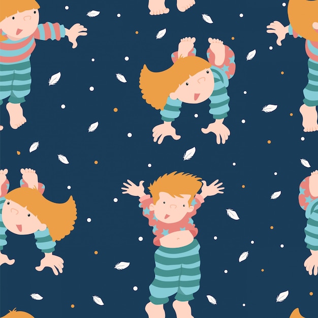 Seamless pattern with kids. 