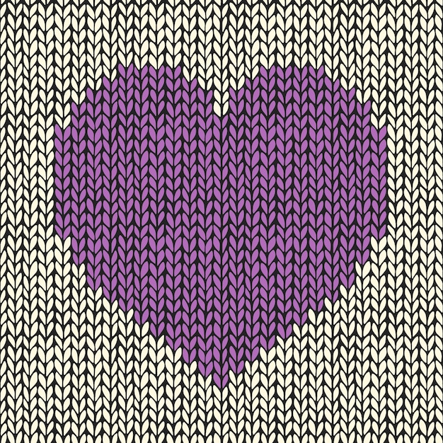 Seamless pattern with knitted heart