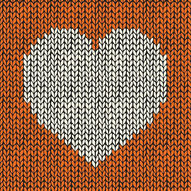 Seamless pattern with knitted heart