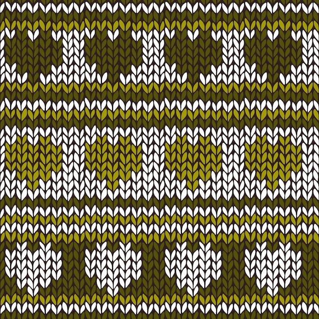 Seamless pattern with knitted hearts and stripes