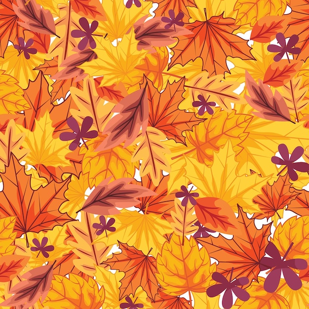 Seamless pattern with leaves autumn background