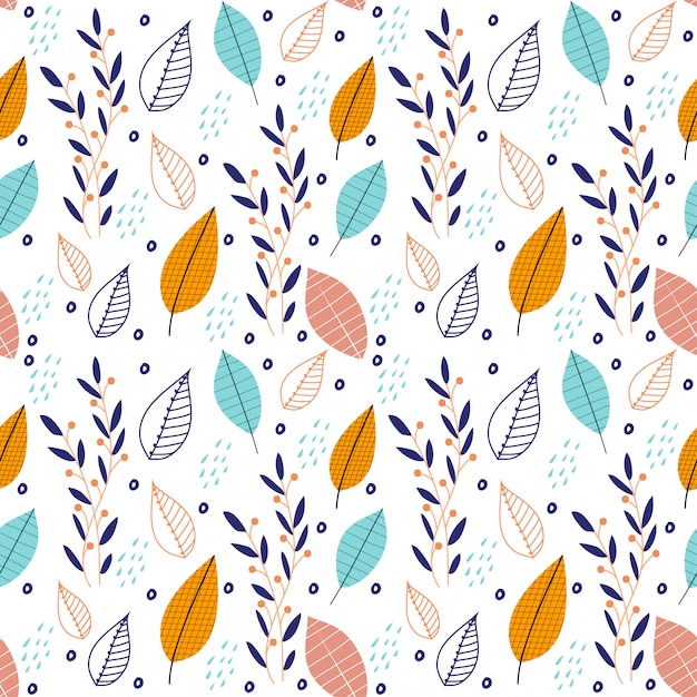 Seamless pattern with leaves and branches