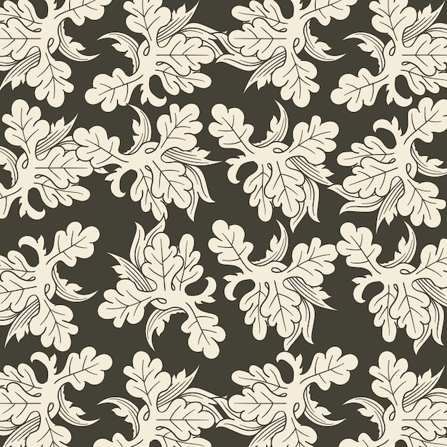 A seamless pattern with leaves and branches.