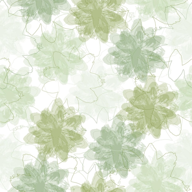 Seamless pattern with leaves and doodle elements