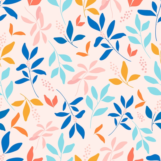 Seamless pattern with leaves and flowers