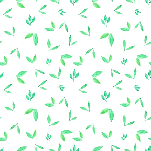 Seamless pattern with leaves watercolor. Vector illustration.