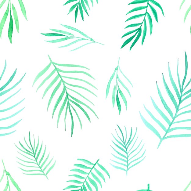 Seamless pattern with leaves watercolor. Vector illustration.