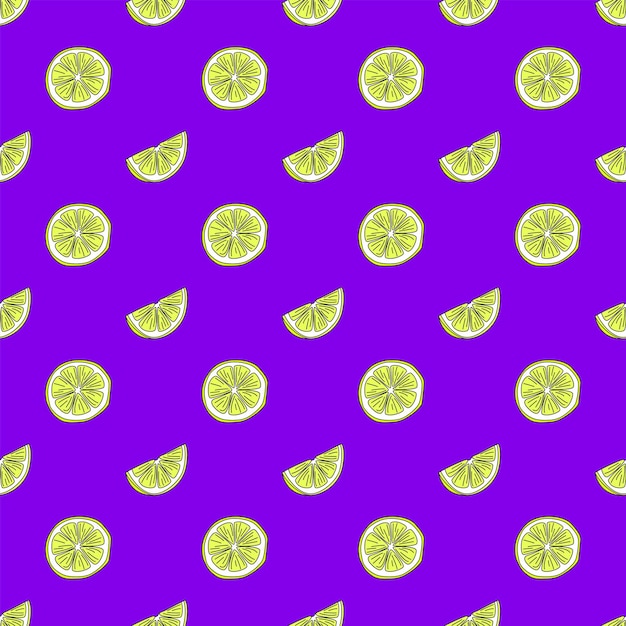 Seamless pattern with lemon slices Flat vector illustration