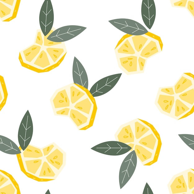 Seamless pattern with lemon slices Summer vector decorative background