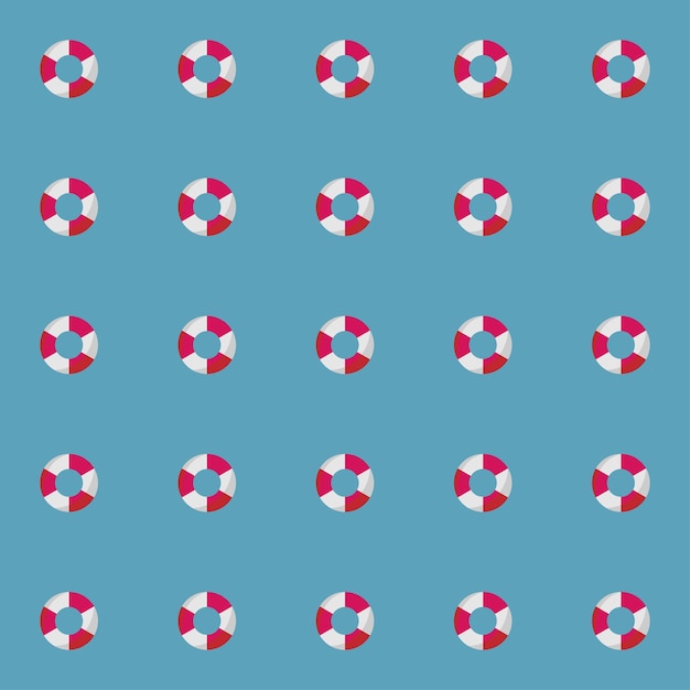 Seamless pattern with lifebuoys on a blue background vector illustration