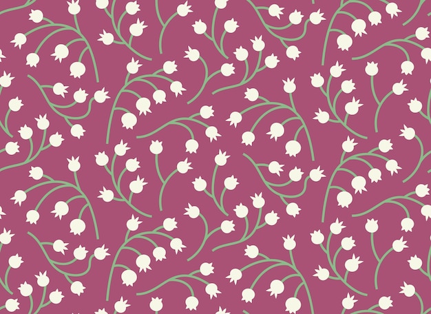 Seamless pattern with lily of the valley