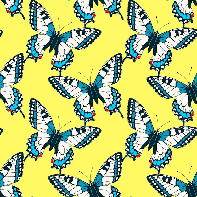 Seamless pattern with machaon butterflies