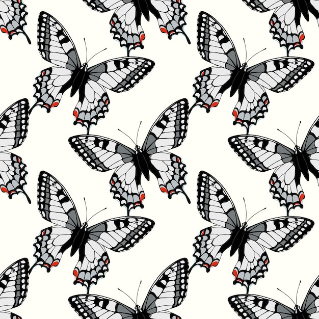 Seamless pattern with machaon butterflies