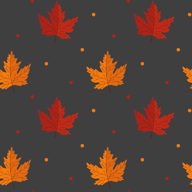 Seamless pattern with maple leaves on grey background Abstract autumn texture Design for fabric wallpaper textile and decor