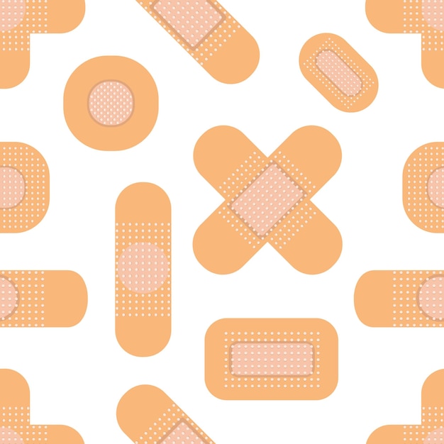 Seamless pattern with medical plasters. Flat illustration.