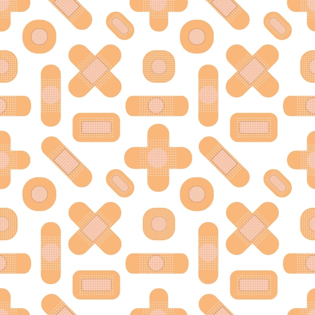 Seamless pattern with medical plasters. Medical patch pattern. Flat illustration.