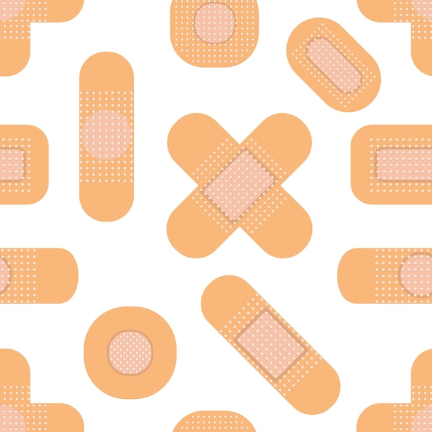 Seamless pattern with medical plasters. Medical patch pattern. Flat illustration.