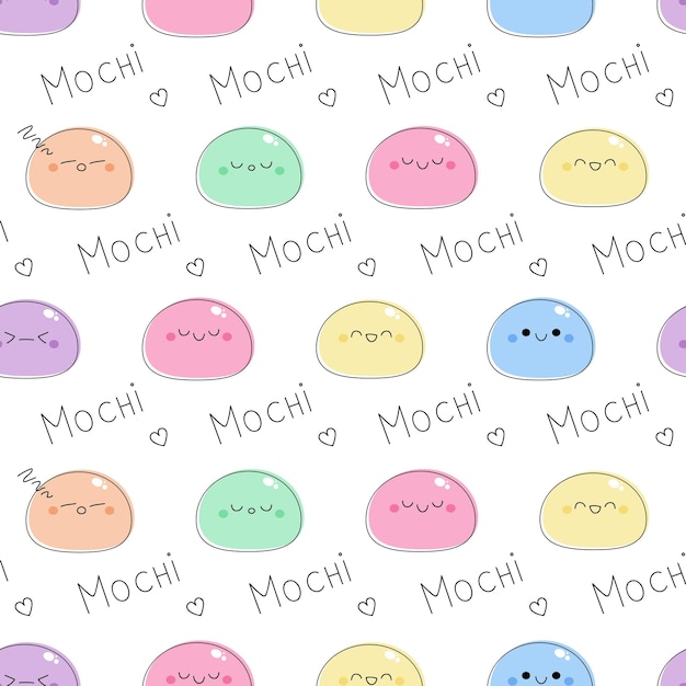 Seamless pattern with Mochi characters vector illustration