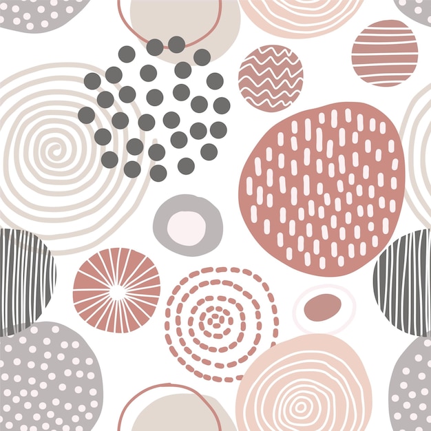 Seamless pattern with modern color doodle shapes