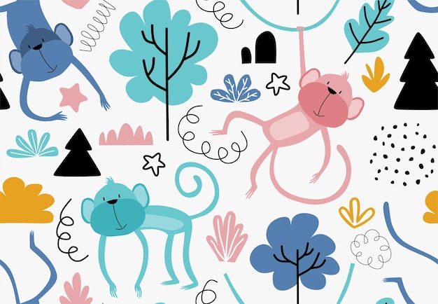 seamless pattern with monkey