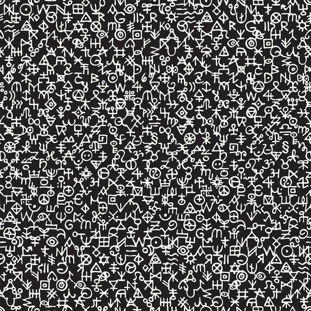 seamless pattern with occult runes