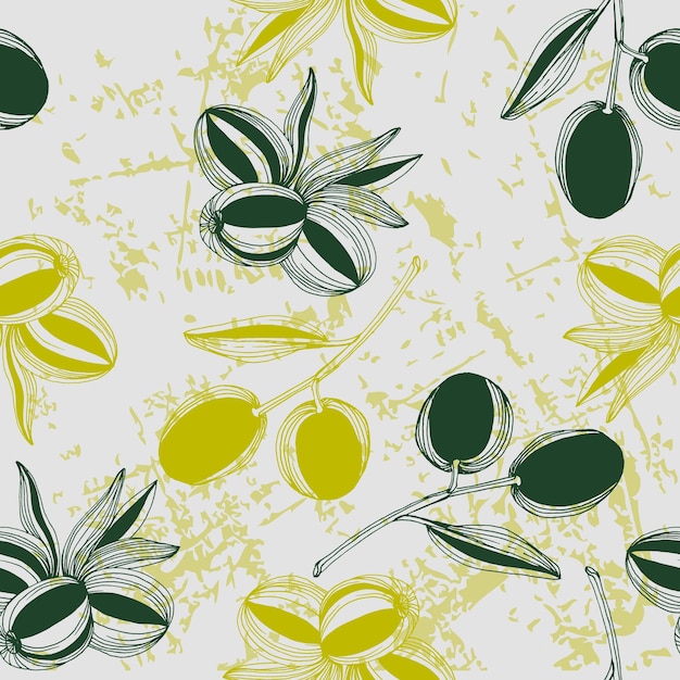 Seamless pattern with olive branch